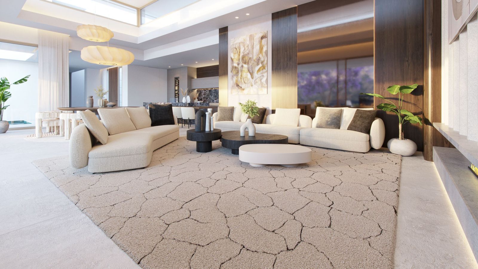 Stijlvol luxe villa interieur met moderne meubels en ruimtelijk ontwerp.